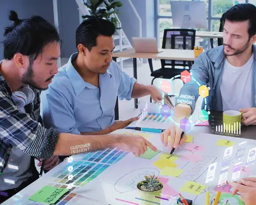 Criar caminho Profissionais criativos que colaboram durante o processo de design criar um caminho para profissionais criativos que colaboram durante o processo de design